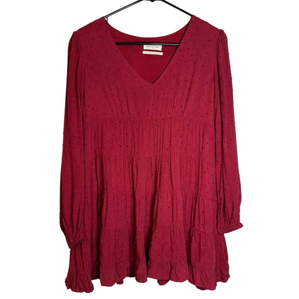 Urban Outfitters Swiss Dot Boho Ruffled Babydoll Dress Prairie Cottage Size Xs